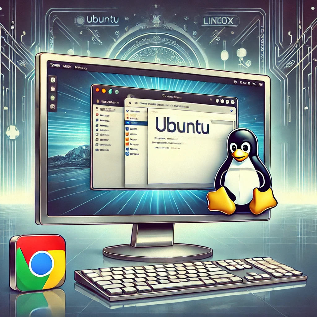 Ubuntu Online Linux Server Extension running in a Chrome browser, showcasing an Ubuntu desktop with GNOME interface and open applications.