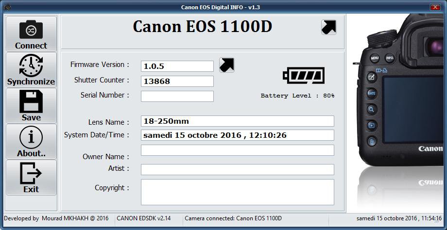 دانلود نرم افزار canon eos digital info