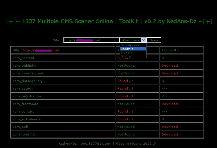 Download web tool or web app 1337 Multiple CMS Scaner Online