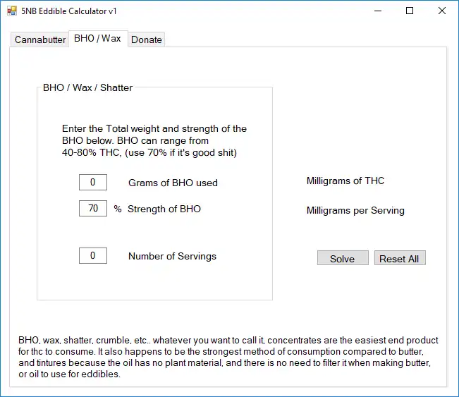 Download web tool or web app 5NB THC Calculator to run in Windows online over Linux online