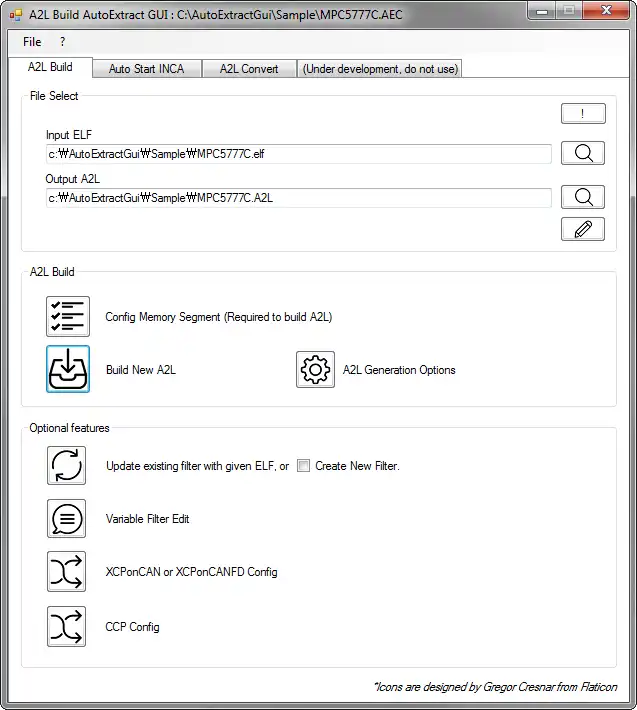 Download web tool or web app A2L Build for MCD - AutoExtractGui to run in Windows online over Linux online