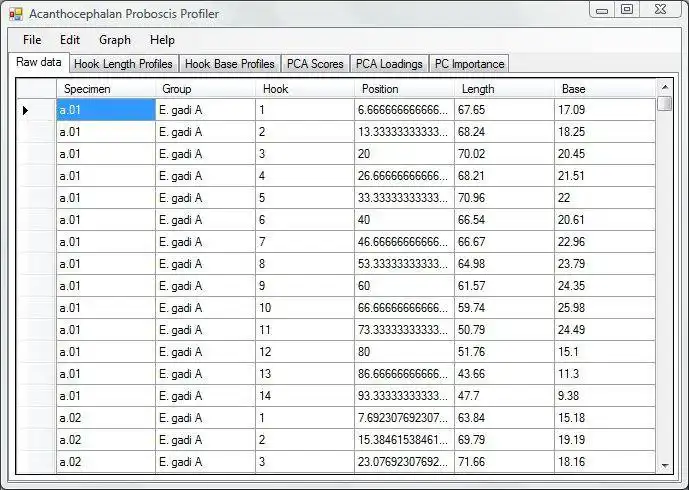 Download web tool or web app Acanthocephalan Proboscis Profiler to run in Windows online over Linux online