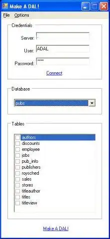 Download web tool or web app ADAL - Auto Database Access Layer