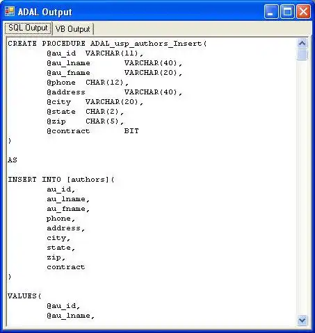 Download web tool or web app ADAL - Auto Database Access Layer