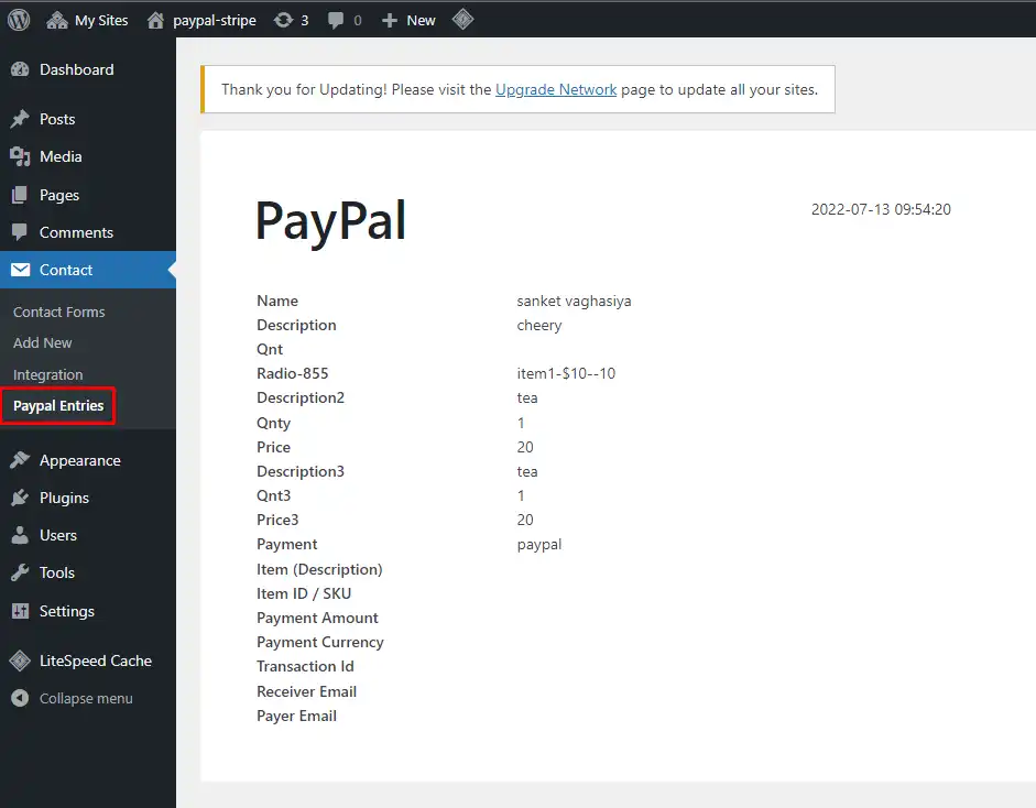 Contact Form 7 の Web ツールまたは Web アプリのアドオン Paypal をダウンロード