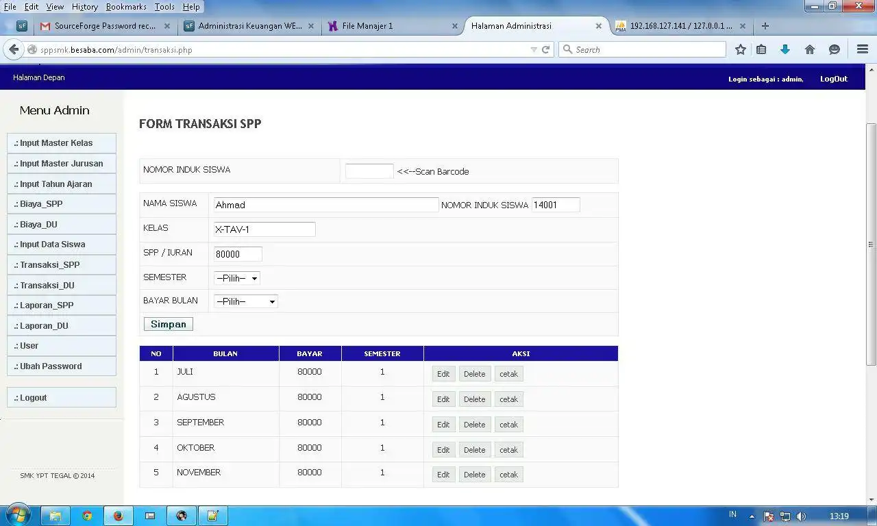 Descargue la herramienta web o la aplicación web Administrasi Keuangan WEB + Barcode