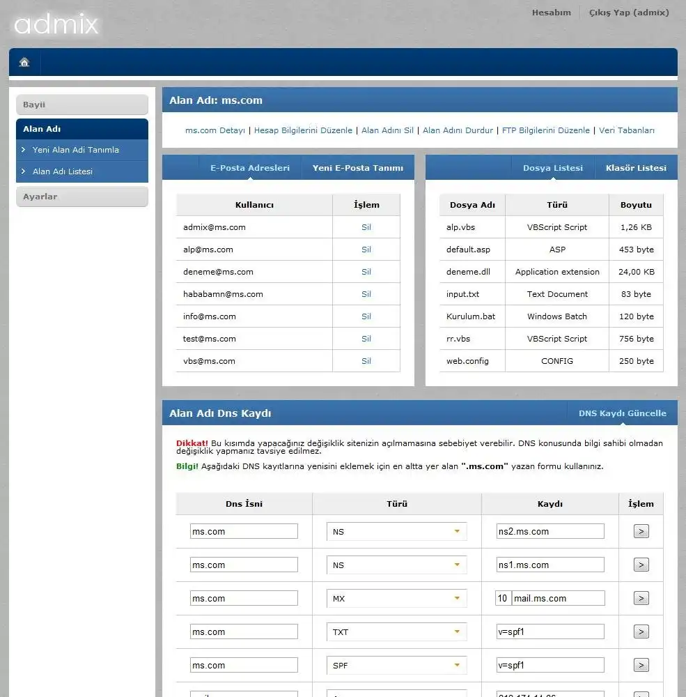 Download web tool or web app admix - windows hosting control panel