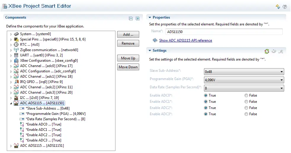 Download web tool or web app ADS1115 I2C XBee