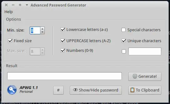 Download web tool or web app Advanced Password Generator