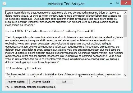 Download web tool or web app Advanced Text Analyzer