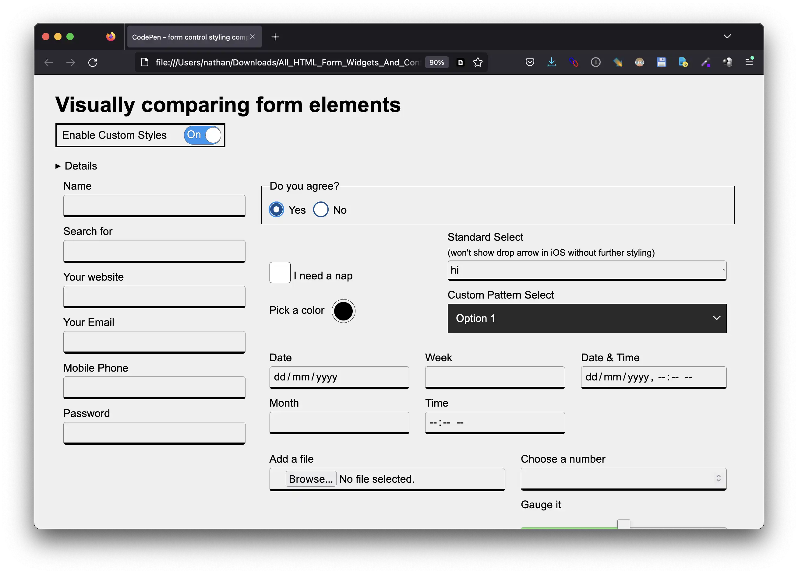 Download web tool or web app All HTML Form Widgets With Top Examples