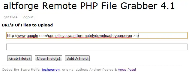 Download web tool or web app altforge Remote PHP File Grabber