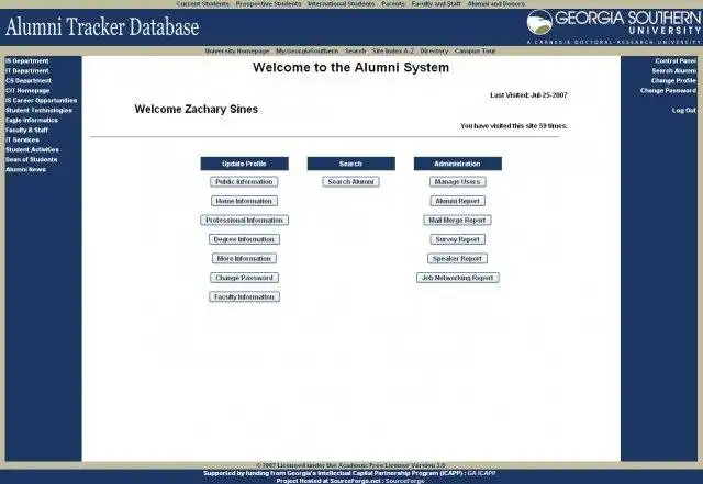 Download web tool or web app Alumni Tracking Database