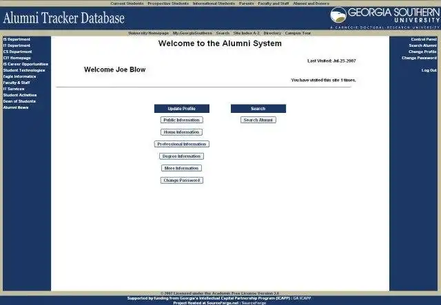 Download web tool or web app Alumni Tracking Database