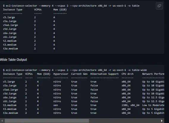 Download web tool or web app Amazon EC2 Instance Selector