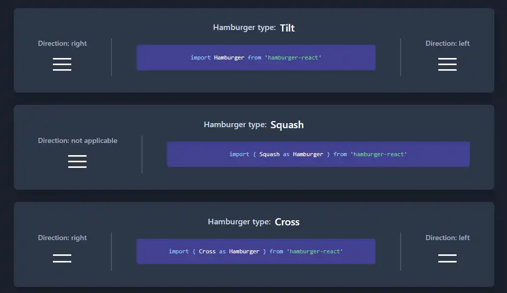 Download web tool or web app Animated hamburger menu icons for React