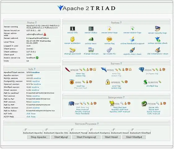 Laden Sie das Webtool oder die Web-App Apache2Triad herunter