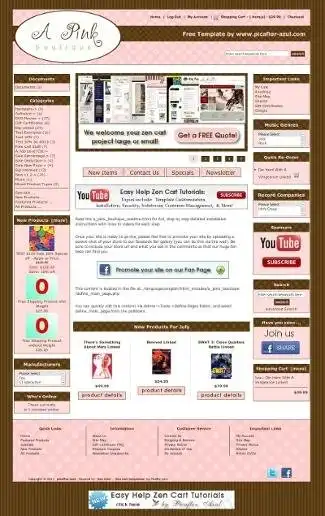 Download web tool or web app A Pink Boutique Free Zen Cart Template