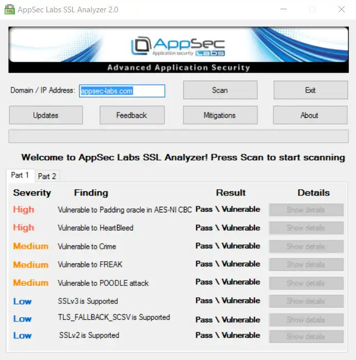 Download web tool or web app AppSec Labs SSL Analyzer 2.0