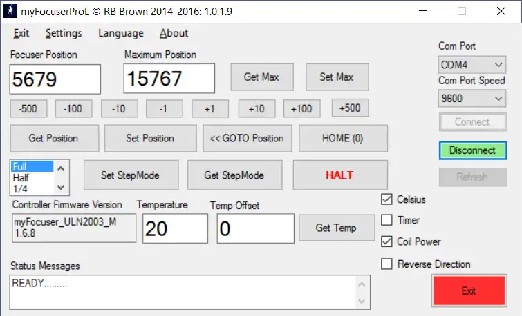 Download web tool or web app Arduino ASCOM Focuser Pro DIY