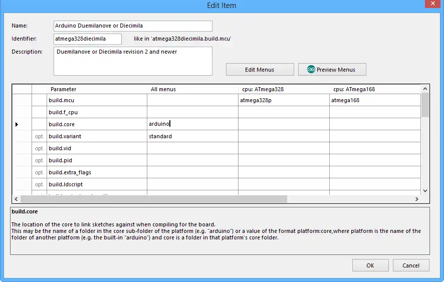 Download web tool or web app Arduino BOARDS.TXT Editor