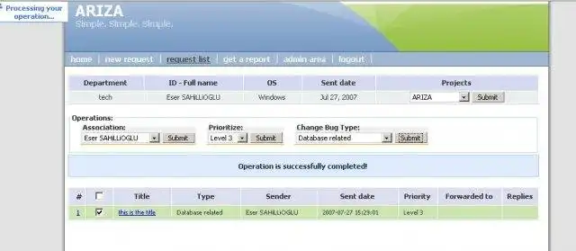 Download web tool or web app ARIZA: Bug/Request Tracking Tool