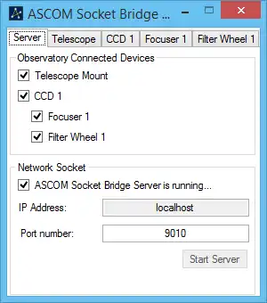 Download web tool or web app ASCOM Socket Bridge Server to run in Windows online over Linux online