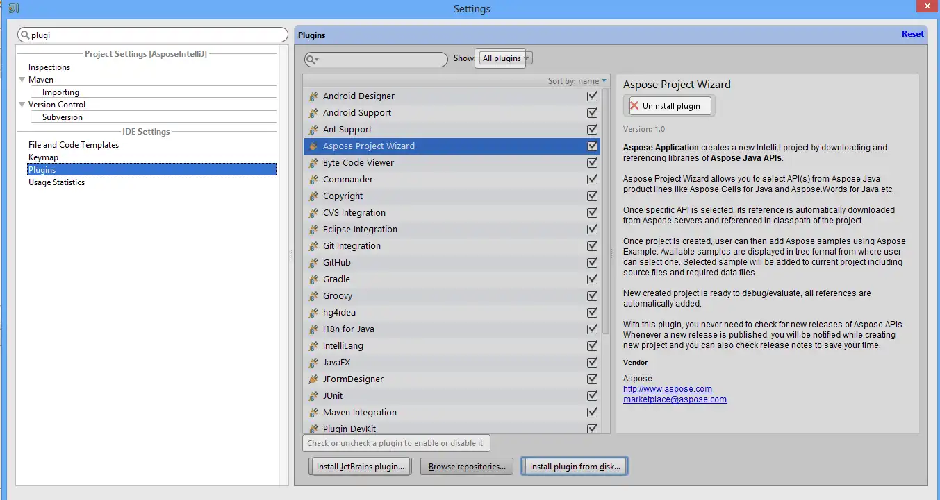 Download web tool or web app Aspose.Total Java for IntelliJ IDEA