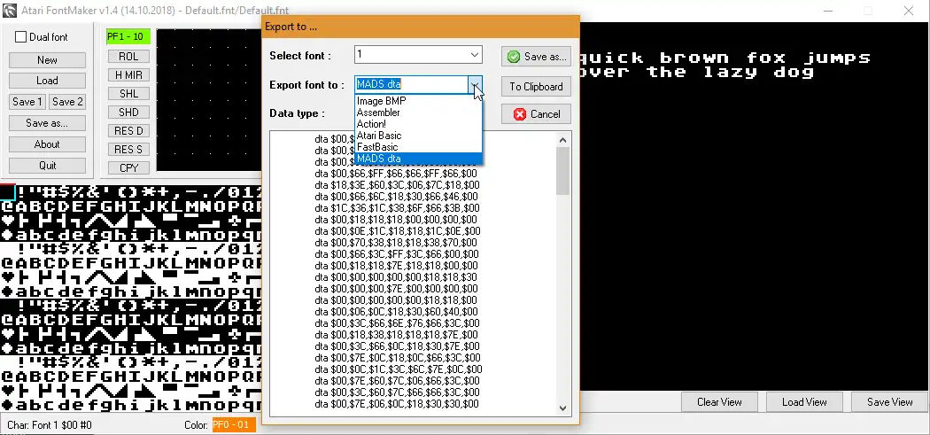 Download web tool or web app Atari FontMaker