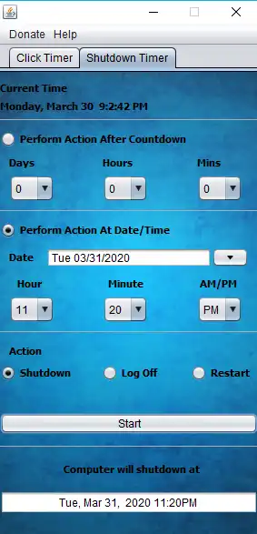 Download web tool or web app Auto Clicker Shutdown Clock (Portable)