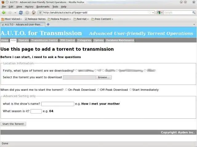 Download web tool or web app AUTO for Transmission