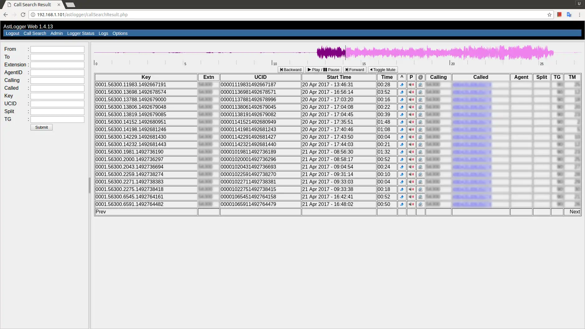 Download web tool or web app Avaya Asterisk Logger