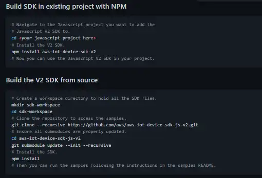 下载网络工具或网络应用程序 AWS IoT Device SDK for JavaScript v2