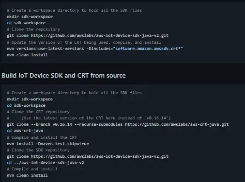 Download web tool or web app AWS IoT Device SDK for Java v2