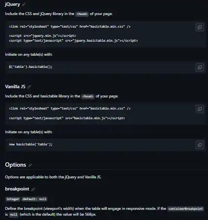 Download web tool or web app Basic Table