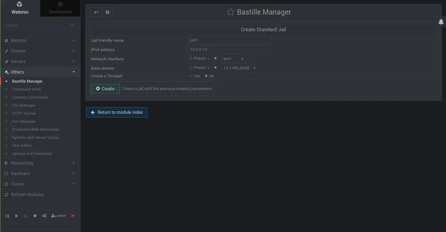 Download web tool or web app Bastille Manager Webmin Module