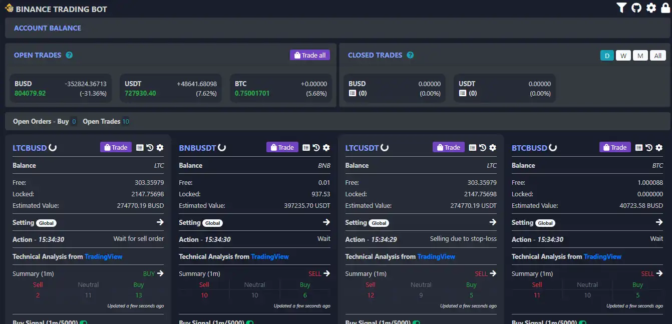 Download web tool or web app Binance Trading Bot