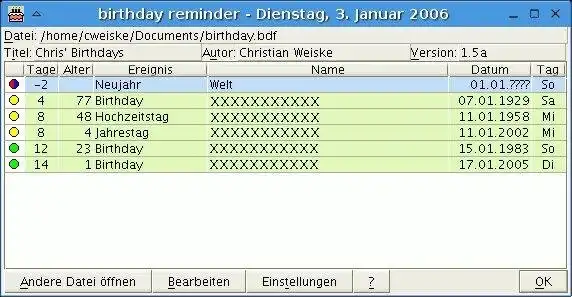 Download web tool or web app Birthday reminder