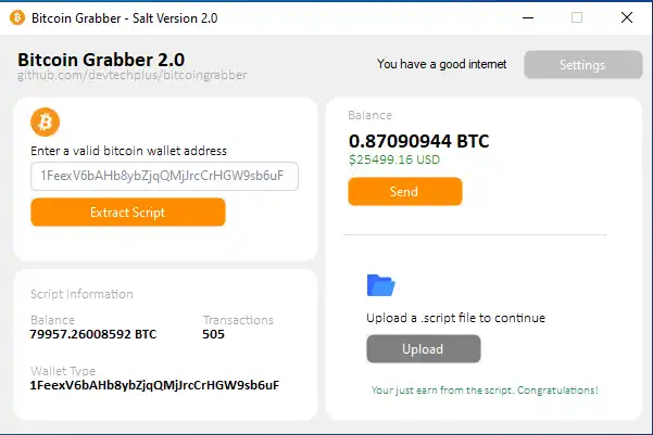 Download web tool or web app Bitcoin Graber