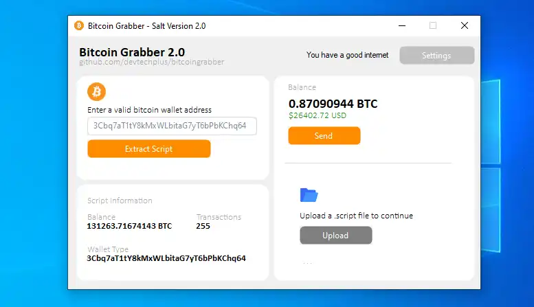 Unduh alat web atau aplikasi web Bitcoin Graber