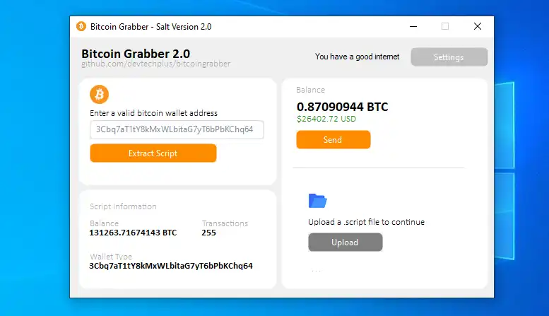 Download web tool or web app Bitcoin Graber