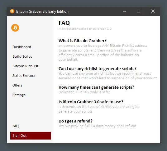 Download web tool or web app Bitcoin Graber