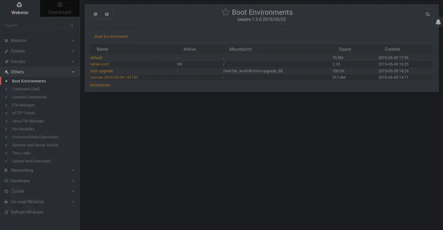 Download web tool or web app Boot Environments Manager for Webmin