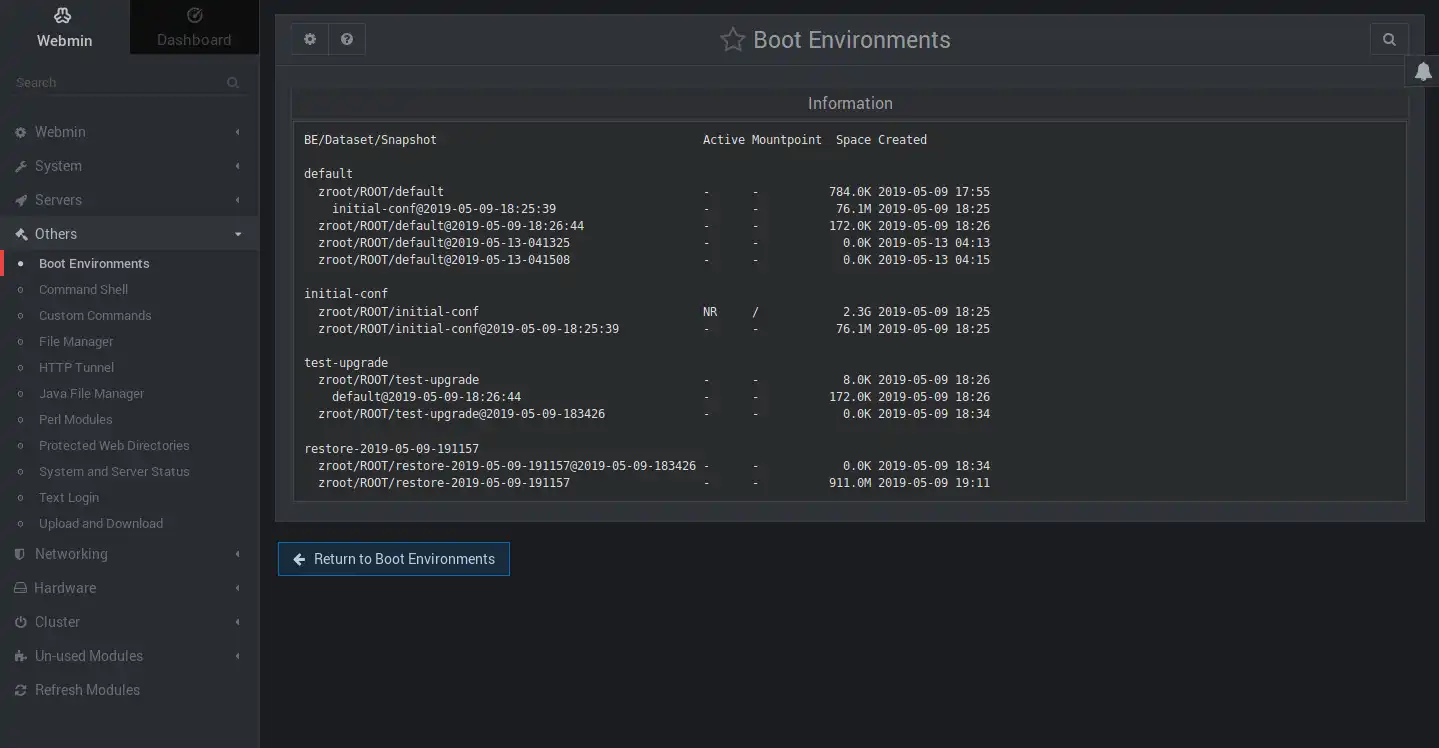 Download web tool or web app Boot Environments Manager for Webmin