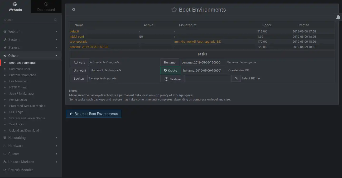 Download web tool or web app Boot Environments Manager for Webmin