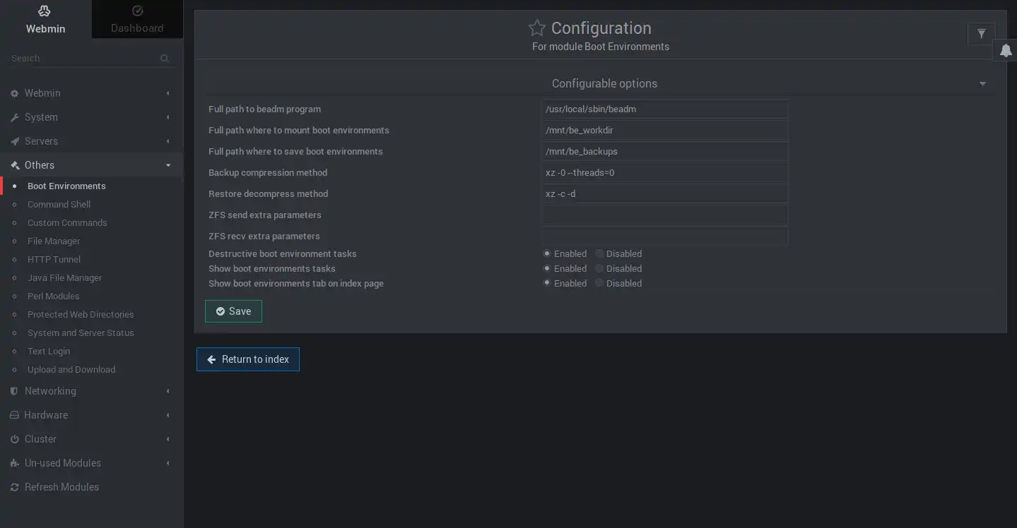 Download web tool or web app Boot Environments Manager for Webmin