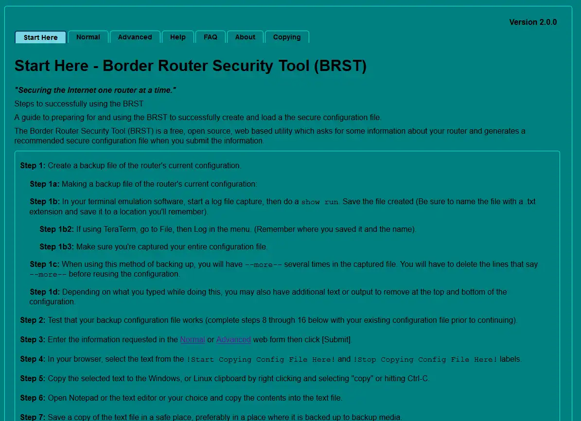 Download web tool or web app BRST - Border Router Security Tool