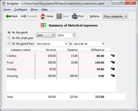 Download web tool or web app Budgeter