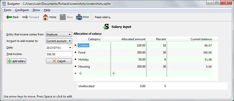 Download web tool or web app Budgeter