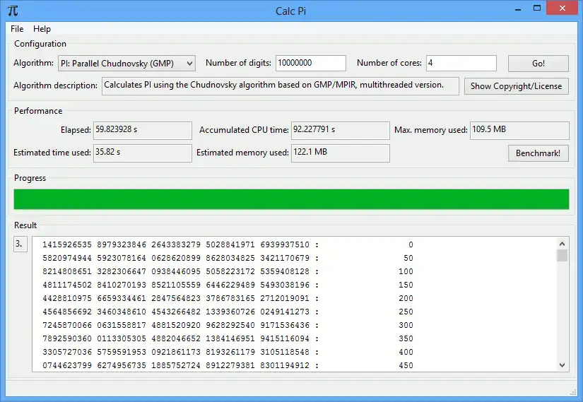 Scarica lo strumento Web o l'app Web CalcPi per l'esecuzione in Linux online